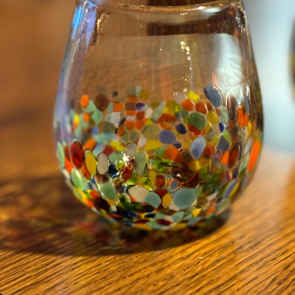 Confetti Handblown Wine Glasses -Pair - Picture 4 of 12